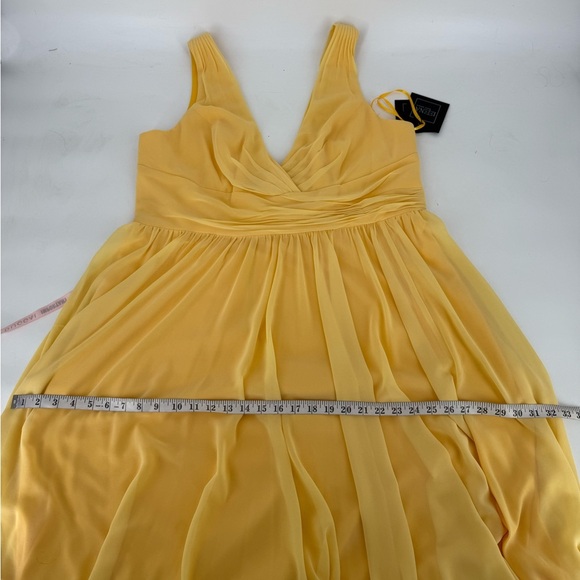 New MAC DUGGAL Size 18 Evening Gown Yellow Chiffon Sleeveless Wrap Formal Dress - Picture 16 of 16